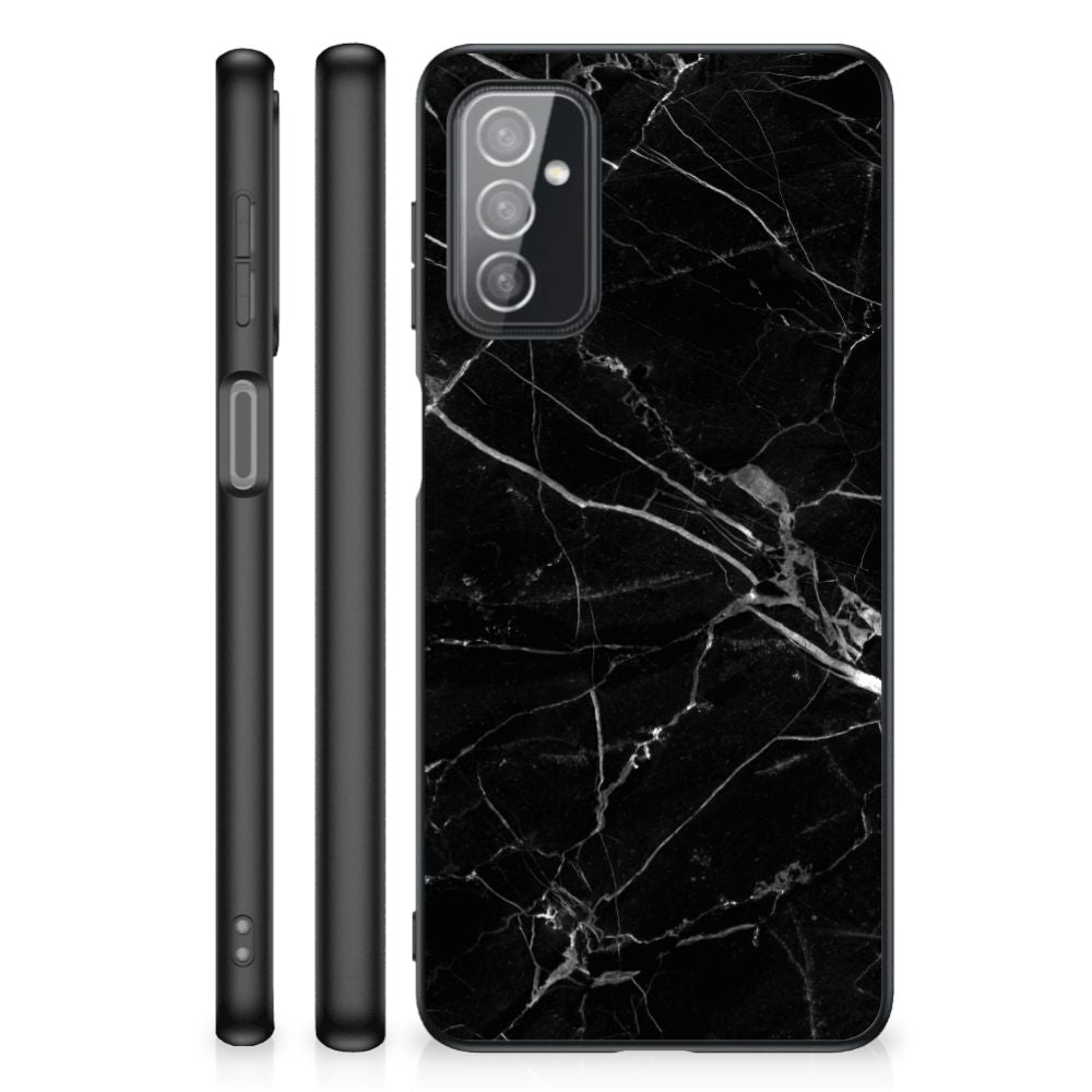 Samsung Galaxy M52 Marmeren Print Telefoonhoesje Marmer Zwart - Origineel Cadeau Vader B2C Telecom