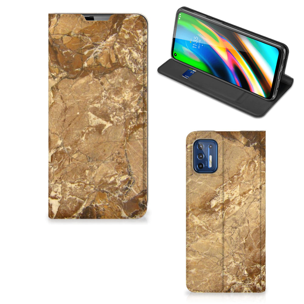 Motorola Moto G9 Plus Standcase Marmer Creme