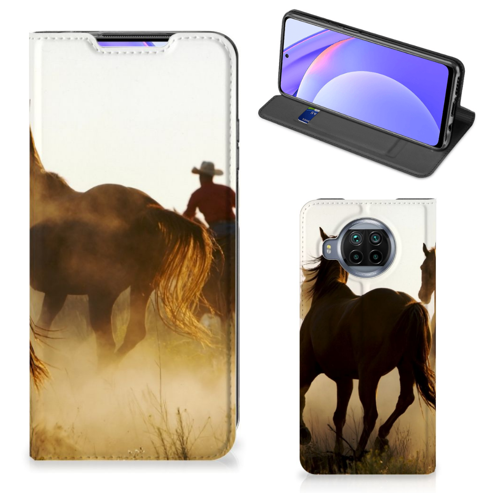 Xiaomi Mi 10T Lite Hoesje maken Design Cowboy met paardenprint en cowboyfiguur.