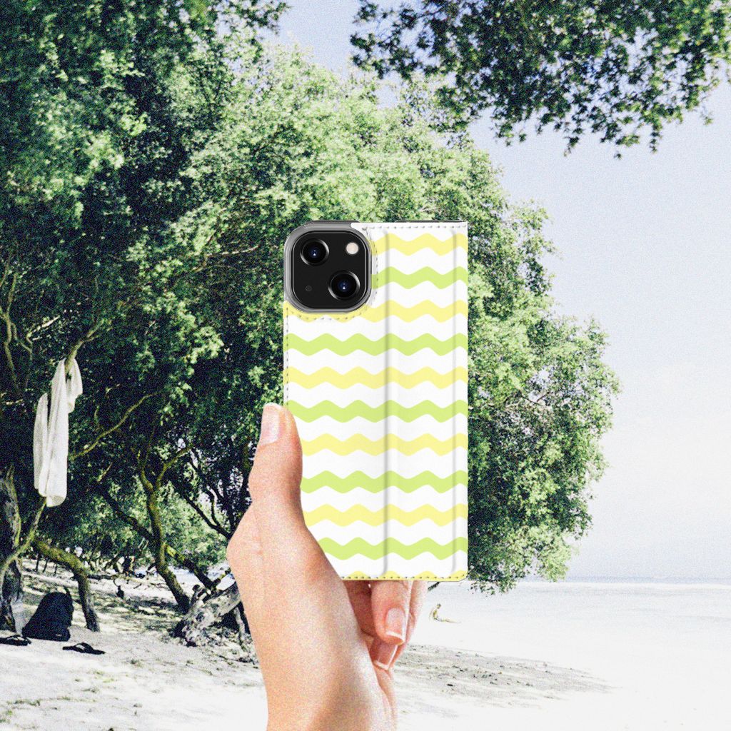 iPhone 14 Hoesje met Magneet Waves Yellow