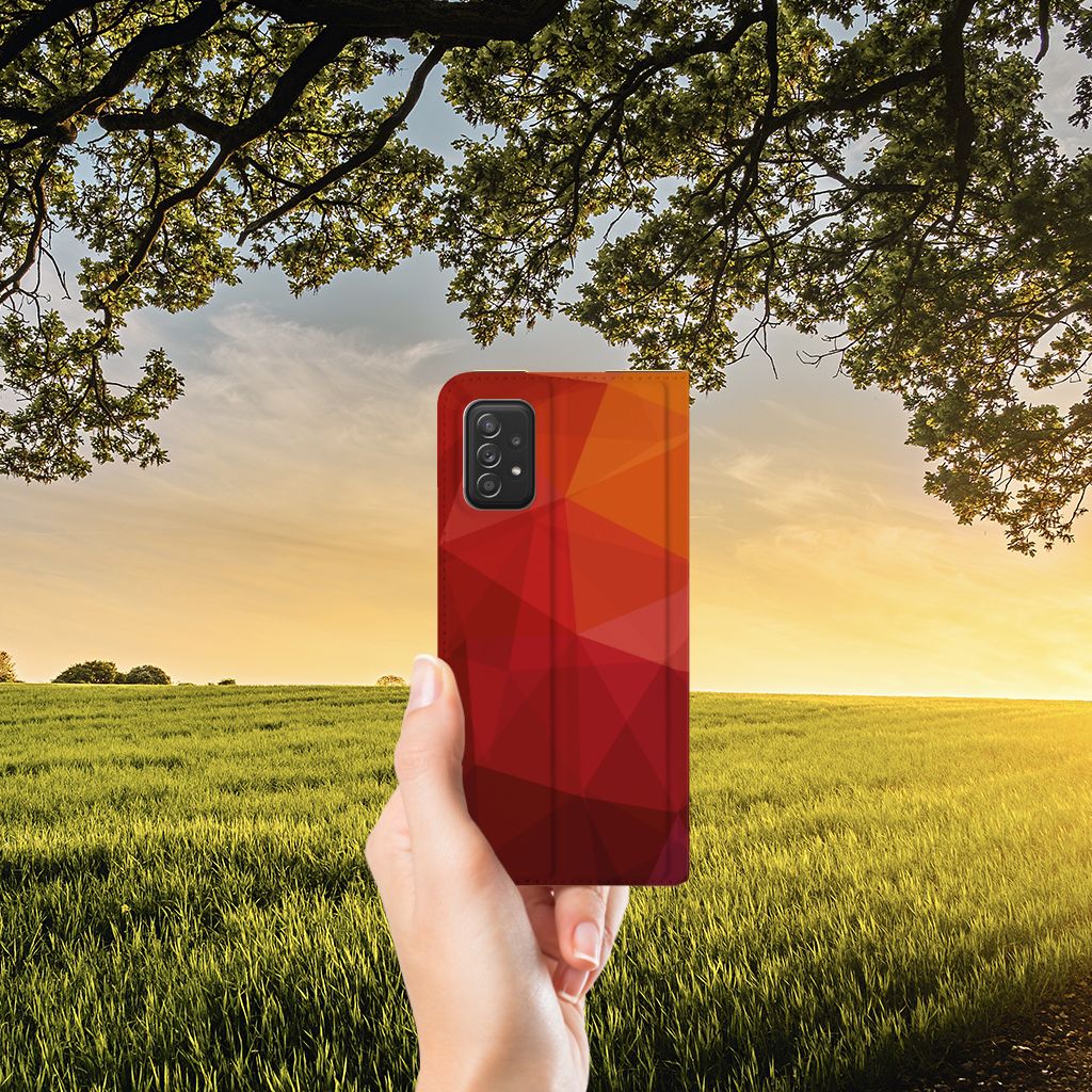 Stand Case voor Samsung Galaxy A03s Polygon Red - B2C Telecom