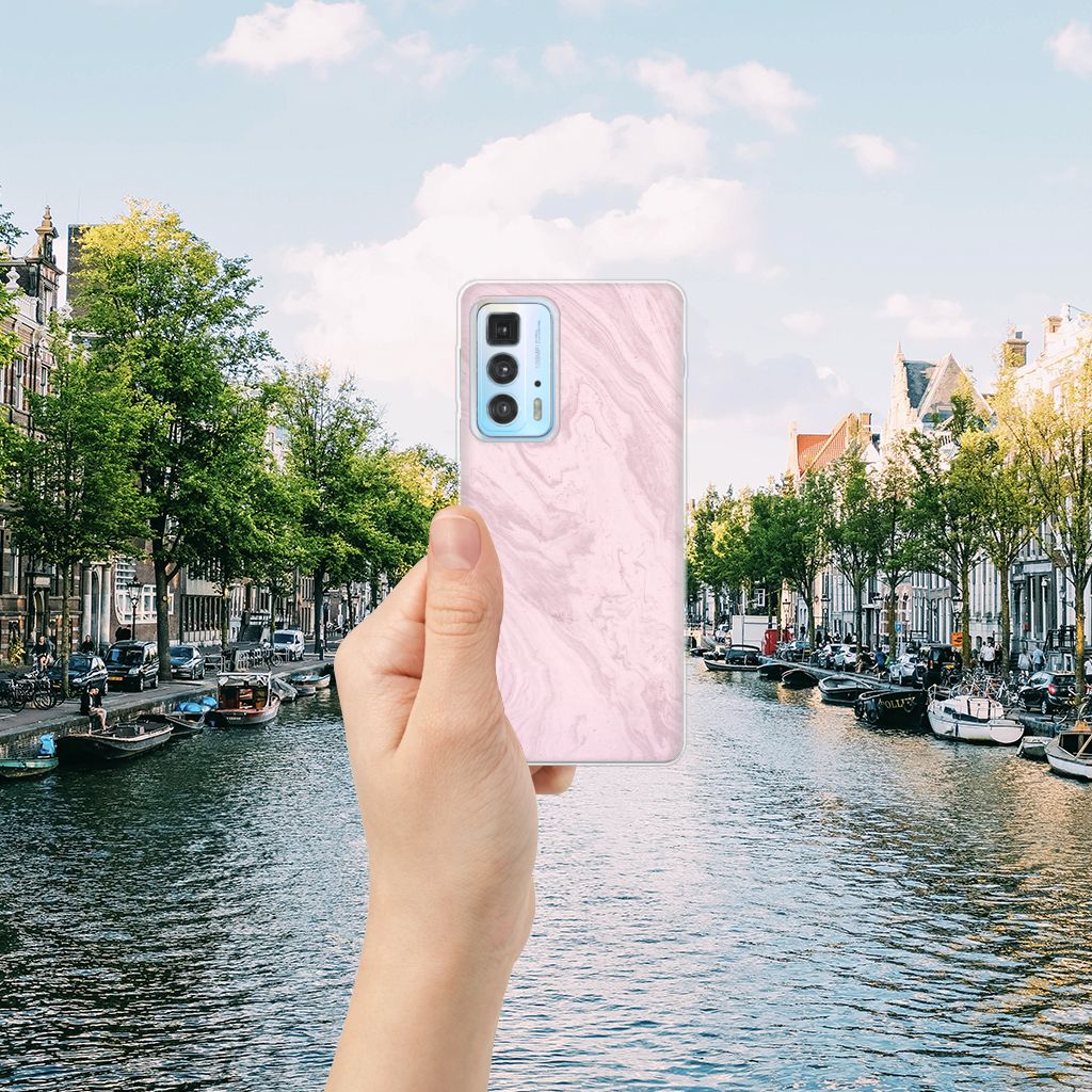 Motorola Edge 20 Pro TPU Siliconen Hoesje Marble Pink B2C Telecom
