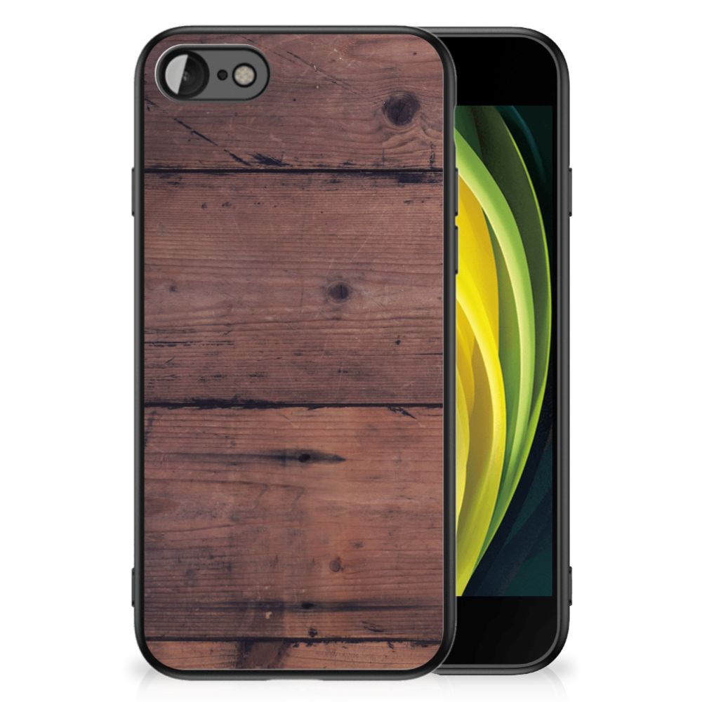 iPhone SE 2022 | SE 2020 | 7/8 Houten Print Telefoonhoesje Old Wood met een authentieke houtprint achtergrond.