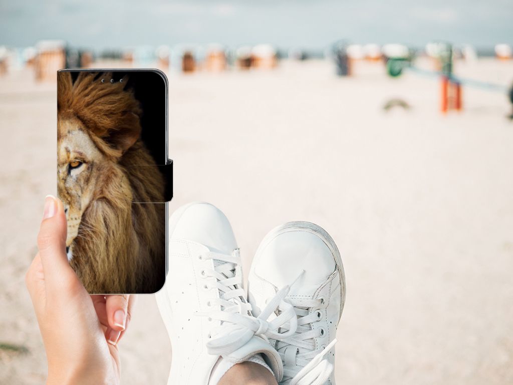 Samsung Galaxy M10 Telefoonhoesje met Pasjes Leeuw