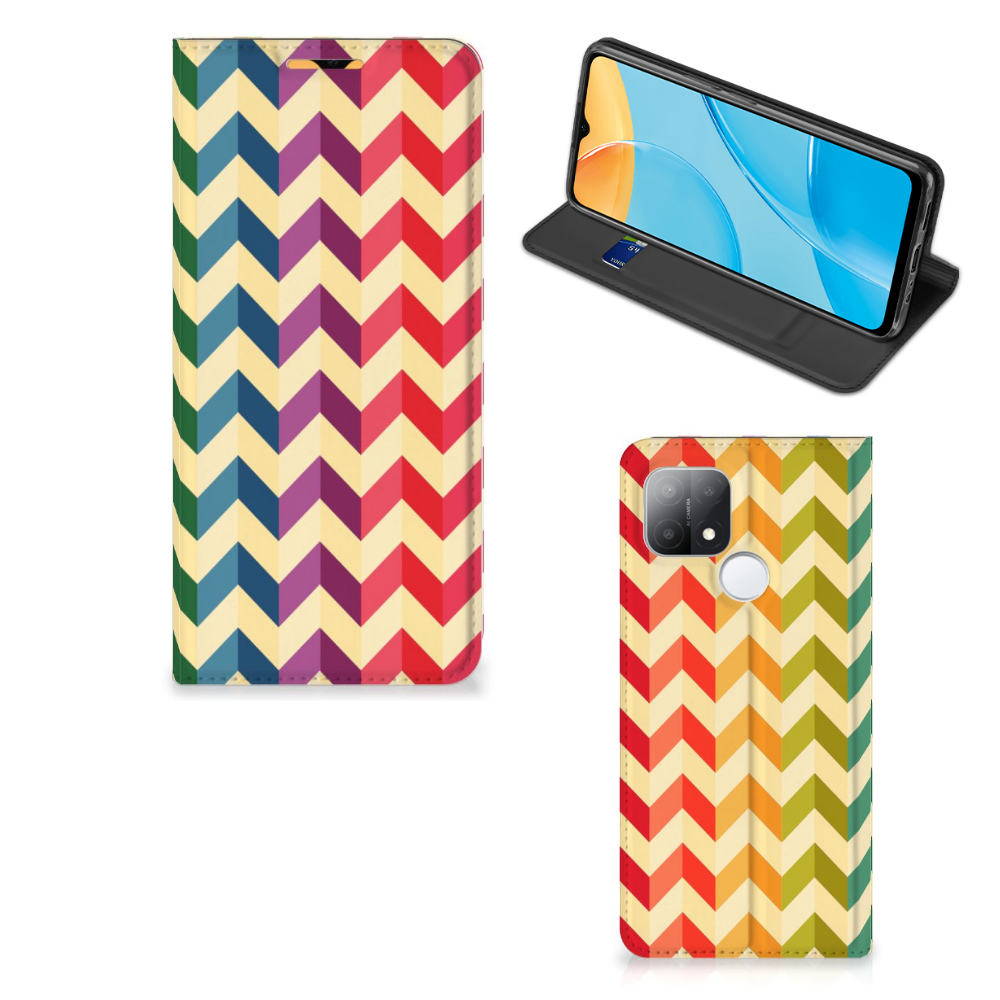 OPPO A15 Hoesje met Magneet Zigzag Multi Color - B2C Telecom