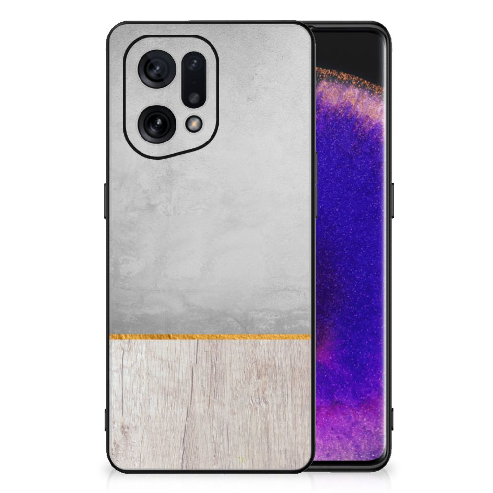 OPPO Find X5 Houten Print Telefoonhoesje Wood Concrete