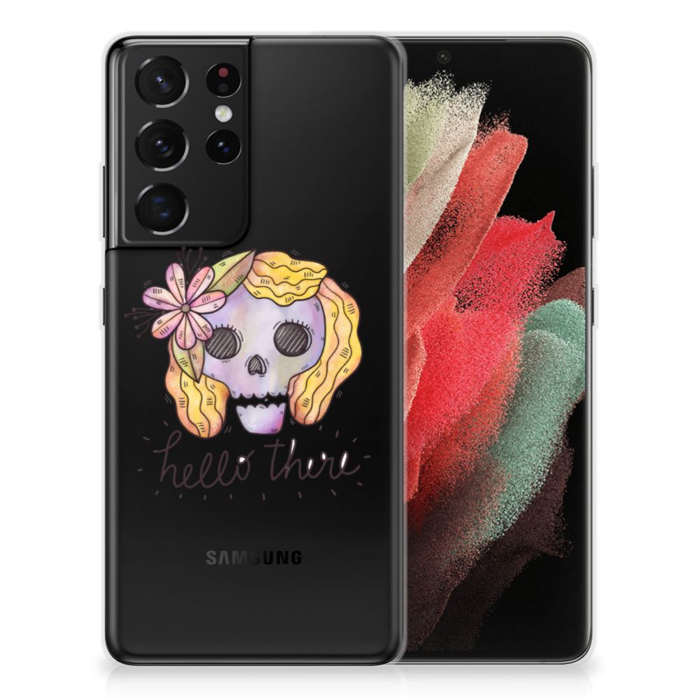 Silicone Back Case Samsung Galaxy S21 Ultra Boho Skull