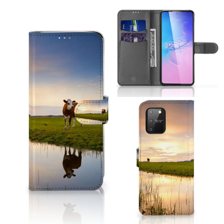 Samsung S10 Lite Telefoonhoesje met Pasjes Koe