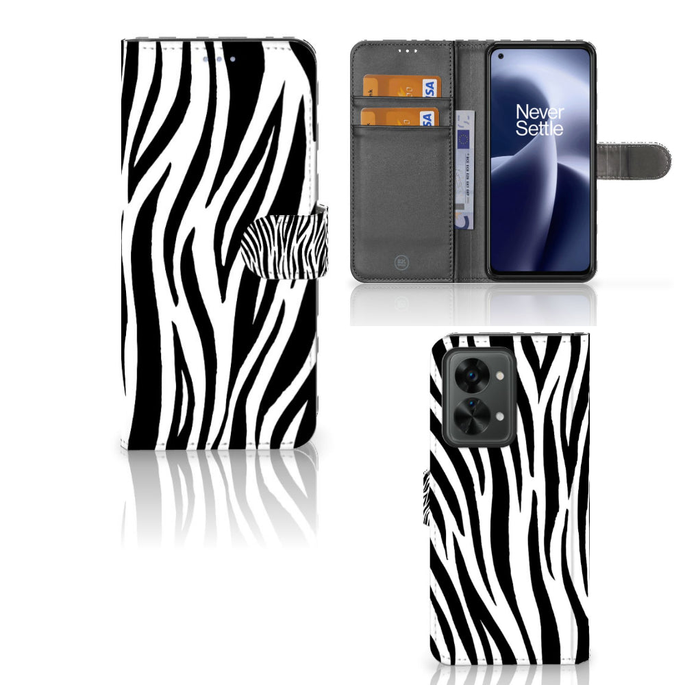 OnePlus Nord 2T Telefoonhoesje met Pasjes Zebra