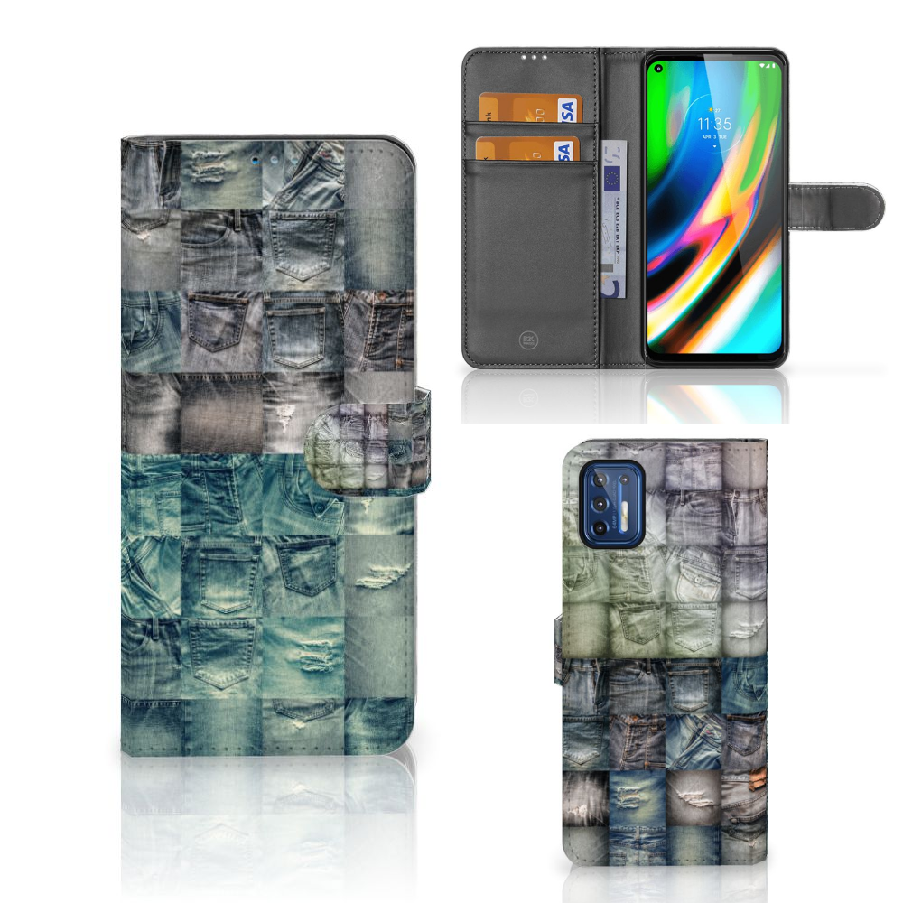 Wallet Case met Pasjes Motorola Moto G9 Plus Spijkerbroeken
