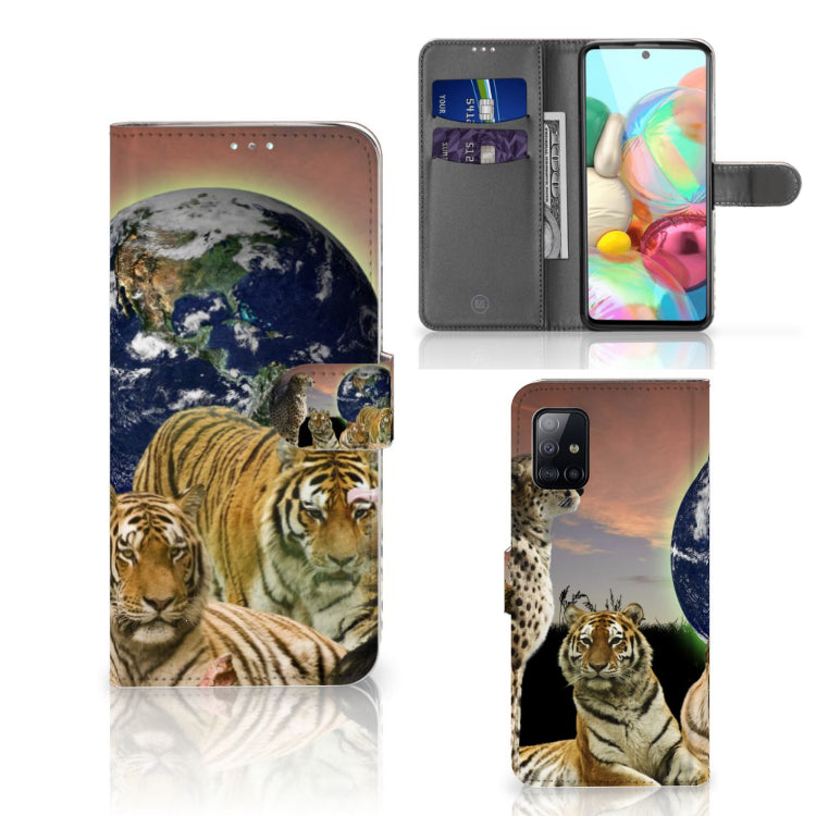 Samsung Galaxy A71 Telefoonhoesje met Pasjes Roofdieren