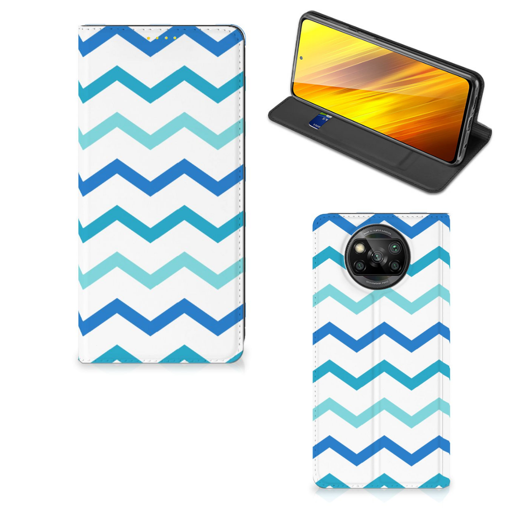 Xiaomi Poco X3 Pro | Poco X3 Hoesje met Magneet Zigzag Blauw - B2C Telecom
