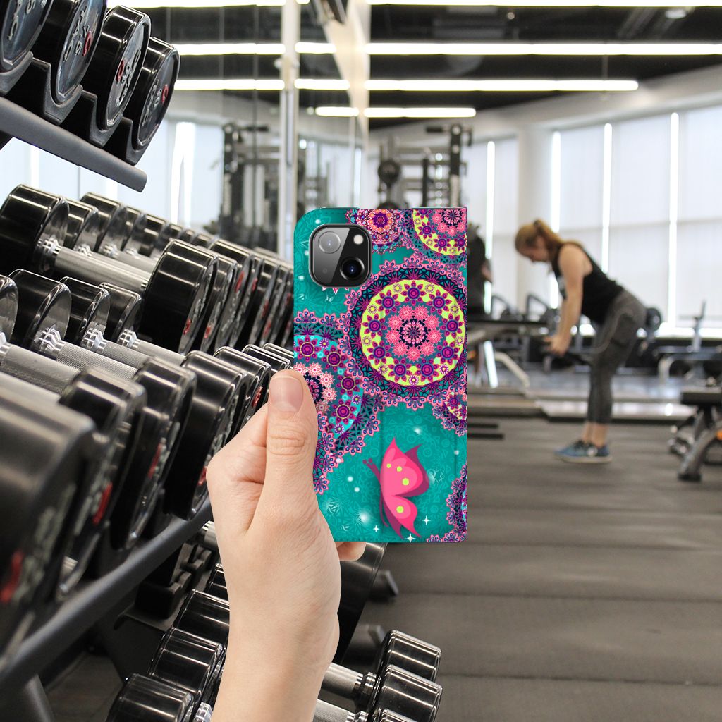 iPhone 14 Plus Bookcase Cirkels en Vlinders