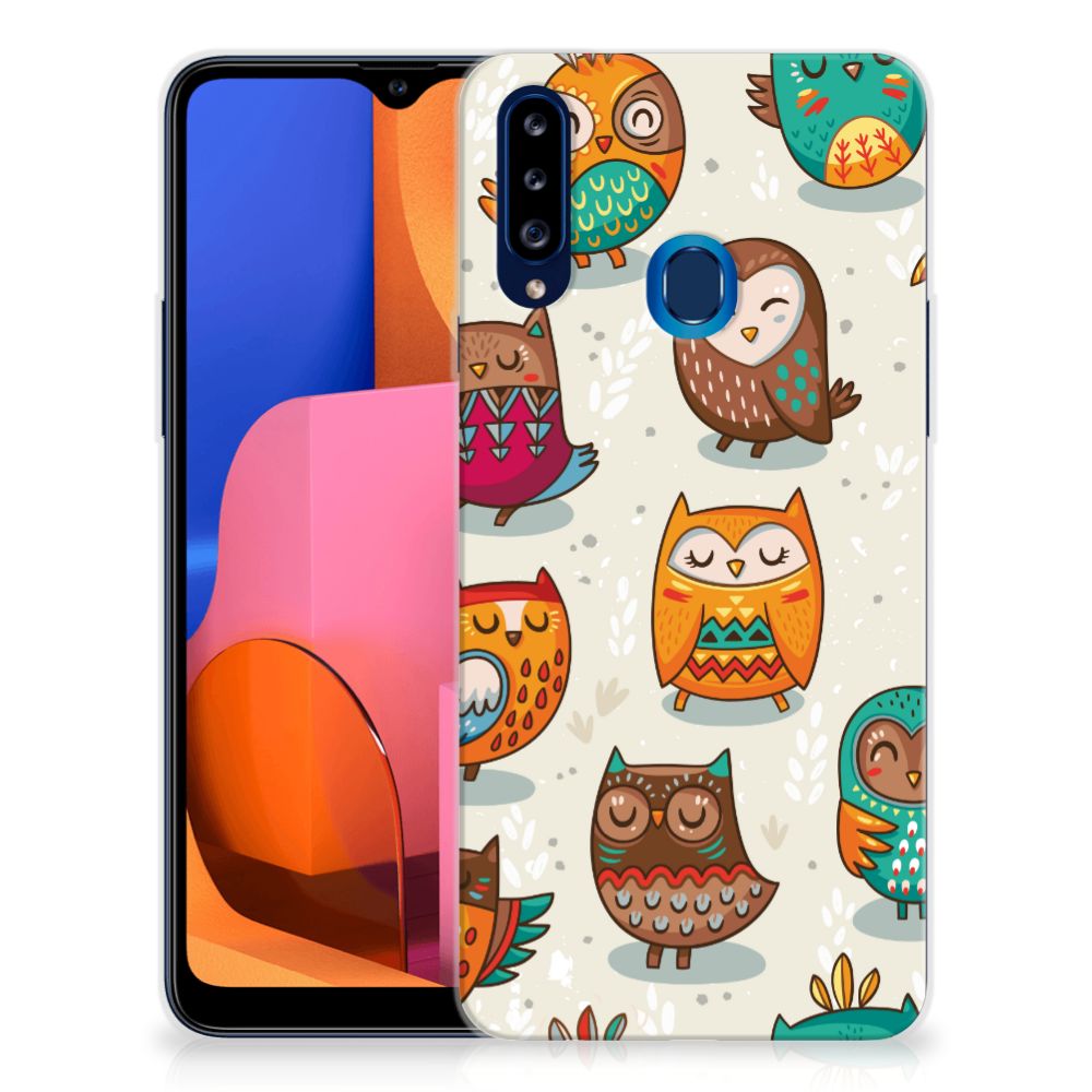 Samsung Galaxy A20s TPU Hoesje Vrolijke Uilen