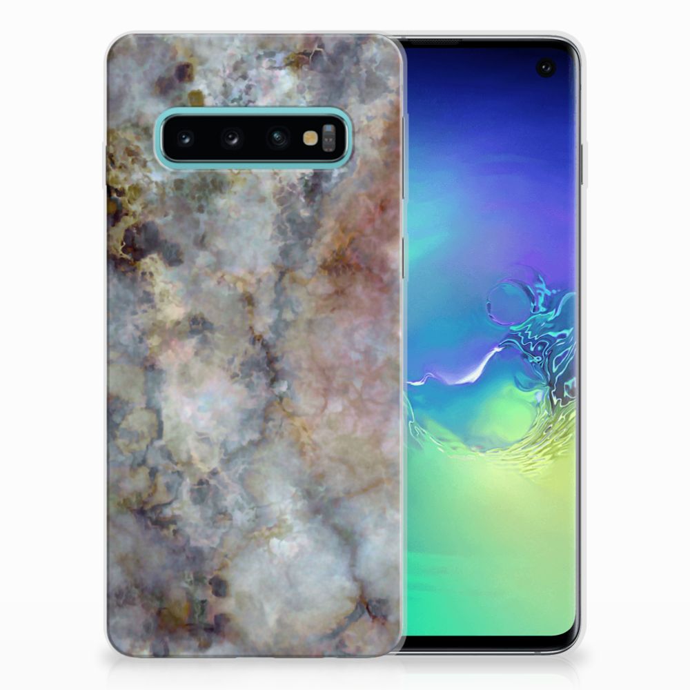 Samsung Galaxy S10 TPU Siliconen Hoesje Marmer Grijs