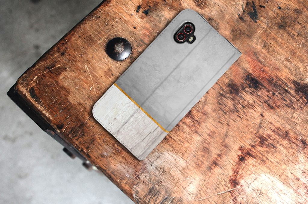 Samsung Galaxy Xcover 6 Pro Book Wallet Case Wood Concrete - B2C Telecom