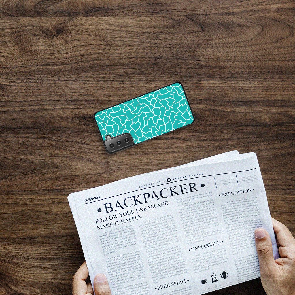 Samsung Galaxy S21 Leuk Telefoonhoesje Cracks Blue B2C Telecom