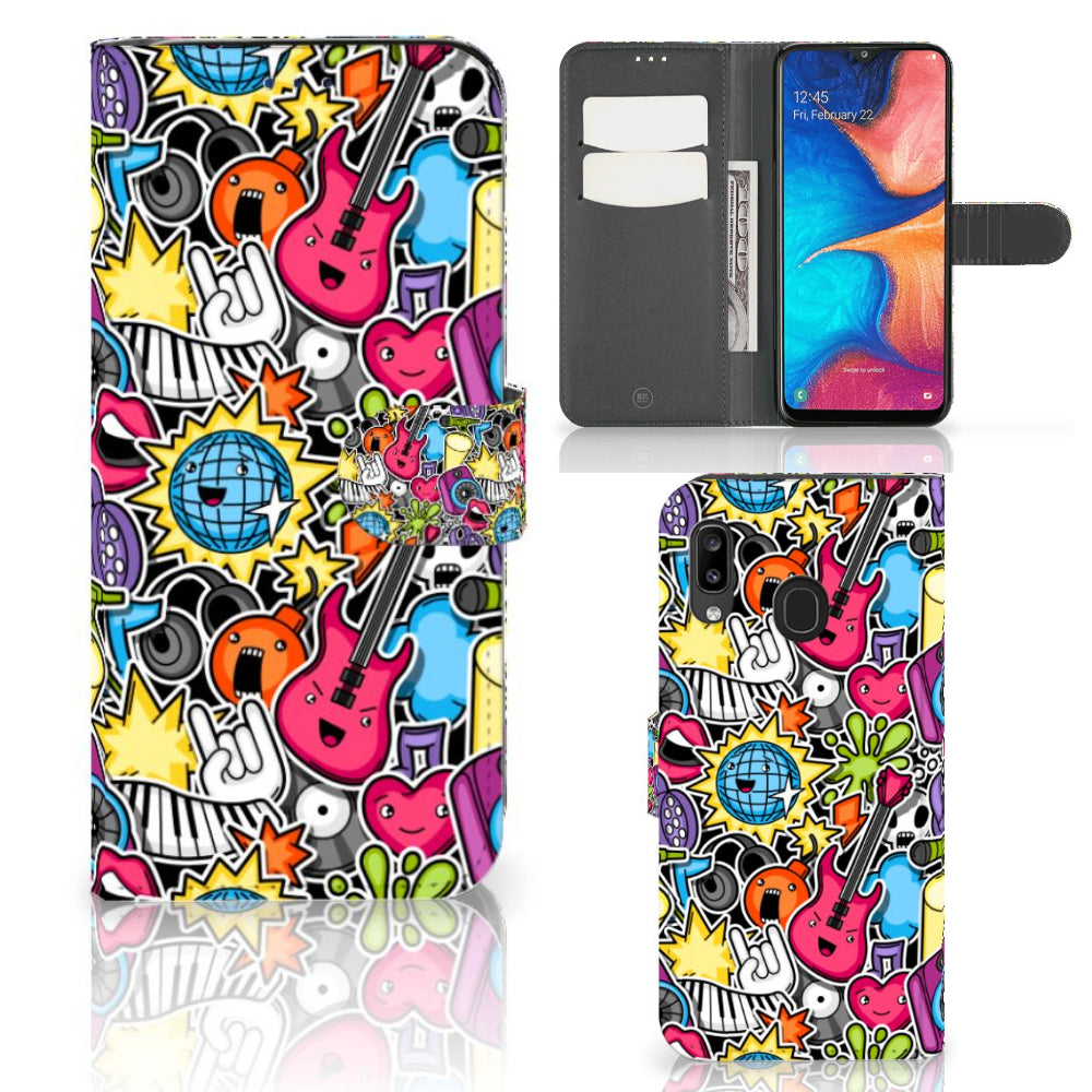 Samsung Galaxy A30 Wallet Case met Pasjes Punk Rock