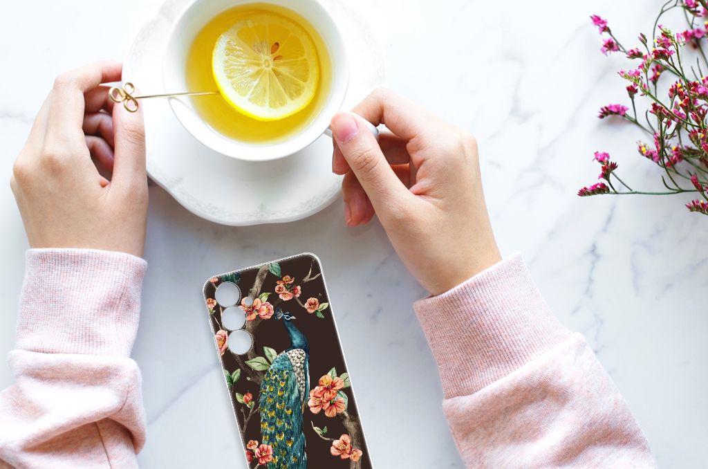 Samsung Galaxy A54 5G TPU Hoesje Pauw met Bloemen B2C Telecom