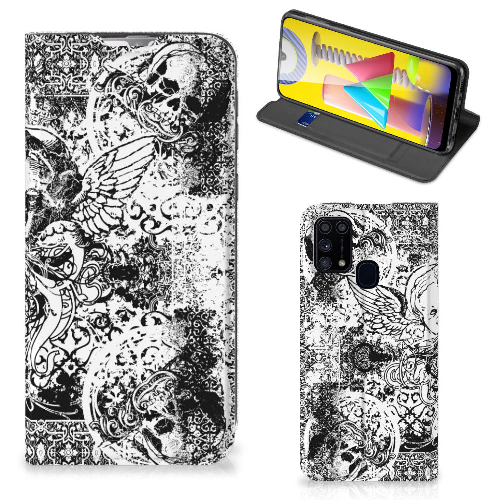 Mobiel BookCase Samsung Galaxy M31 Skulls Angel - B2C Telecom