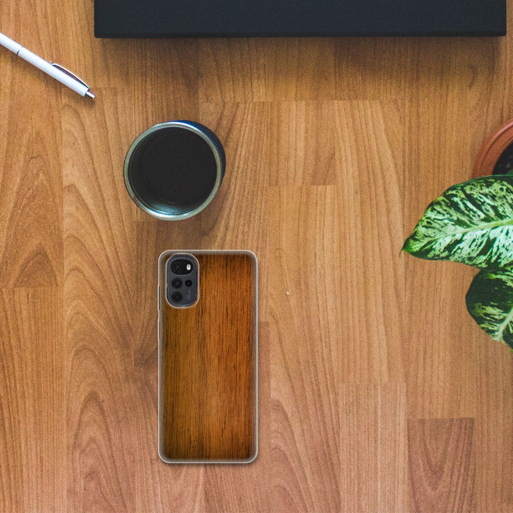 Motorola Moto G22 Bumper Hoesje Donker Hout B2C Telecom