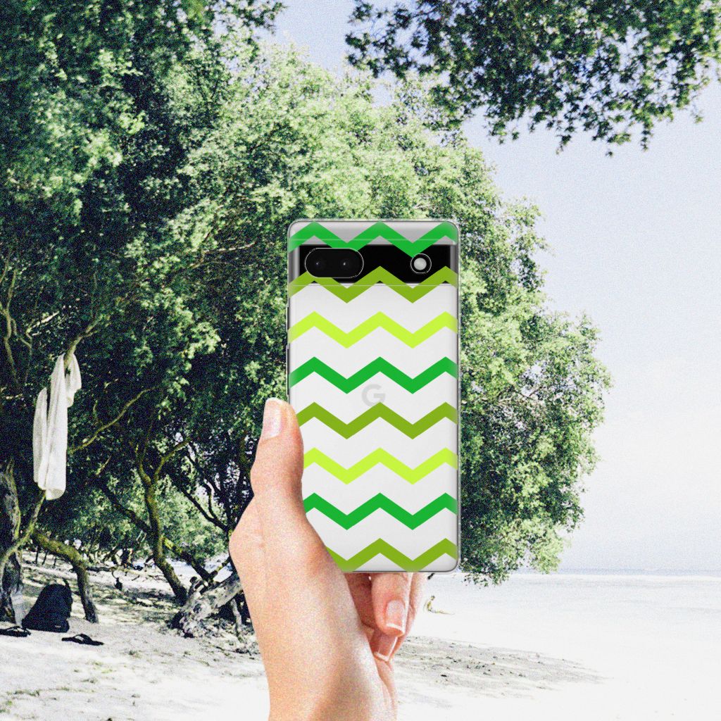 Google Pixel 6A TPU bumper Zigzag Groen B2C Telecom