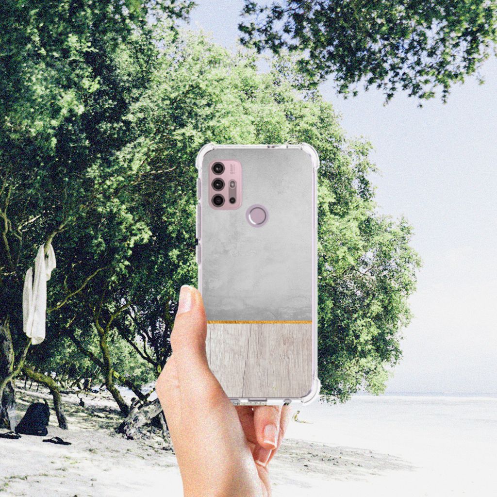 Motorola Moto G30 | G20 | G10 Stevig Telefoonhoesje Wood Concrete B2C Telecom