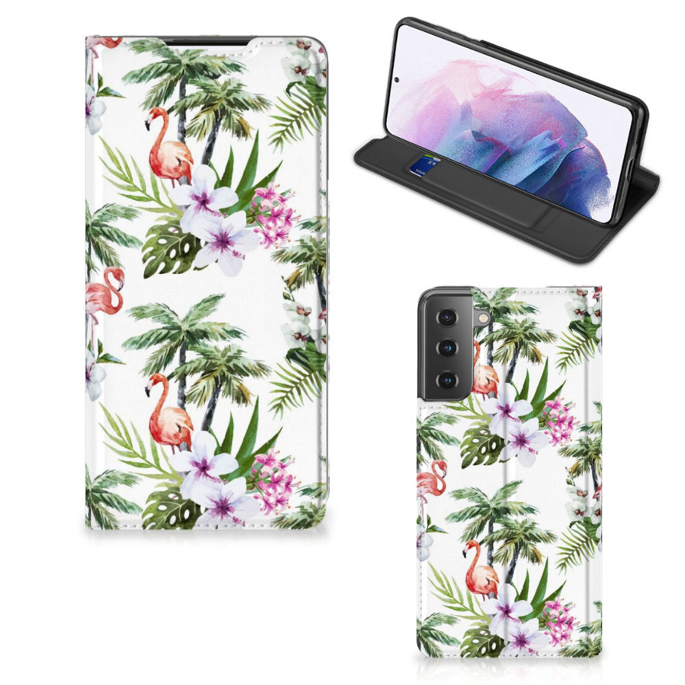 Samsung Galaxy S21 Plus Hoesje maken Flamingo Palms - B2C Telecom