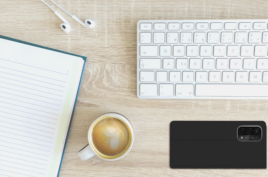 OPPO A54 5G | A74 5G | A93 5G Hoesje met tekst Woke Up - Origineel Cadeau Zelf Maken - B2C Telecom