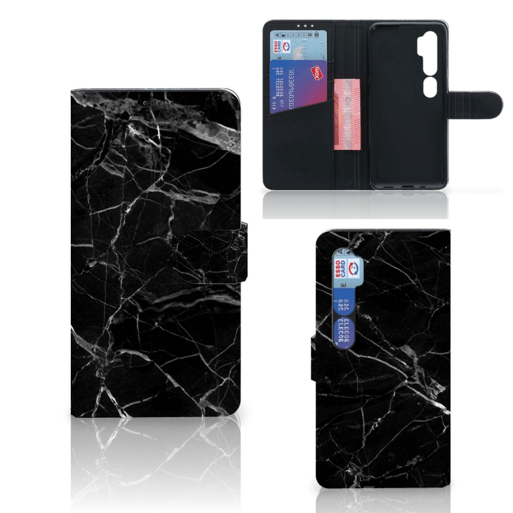 Xiaomi Mi Note 10 Pro Bookcase Marmer Zwart - Origineel Cadeau Vader
