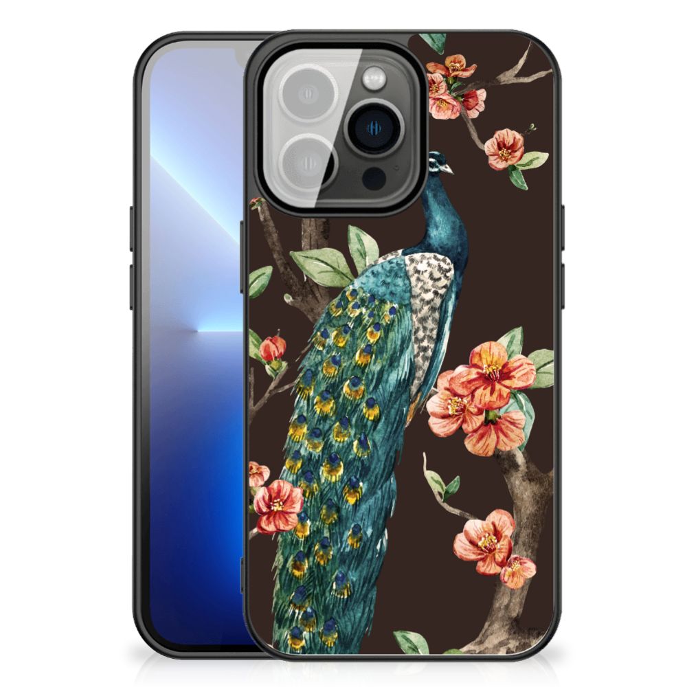 iPhone 13 Pro Max Dierenprint Telefoonhoesje Pauw met Bloemen B2C Telecom