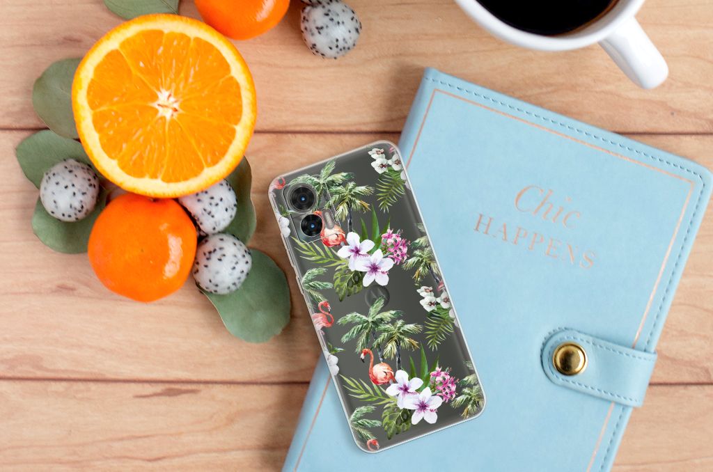 Motorola Edge 30 Neo TPU Hoesje Flamingo Palms B2C Telecom