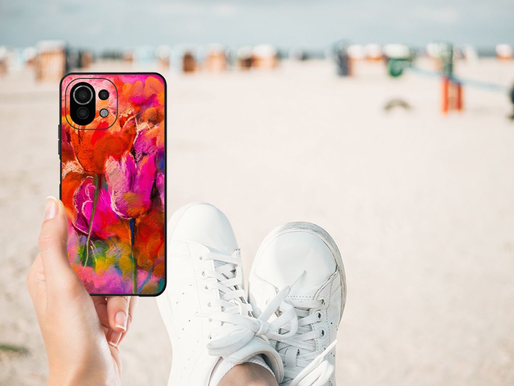 Kleurrijke Telefoonhoesje Xiaomi 11 Lite 5G NE | Mi 11 Lite Tulips B2C Telecom