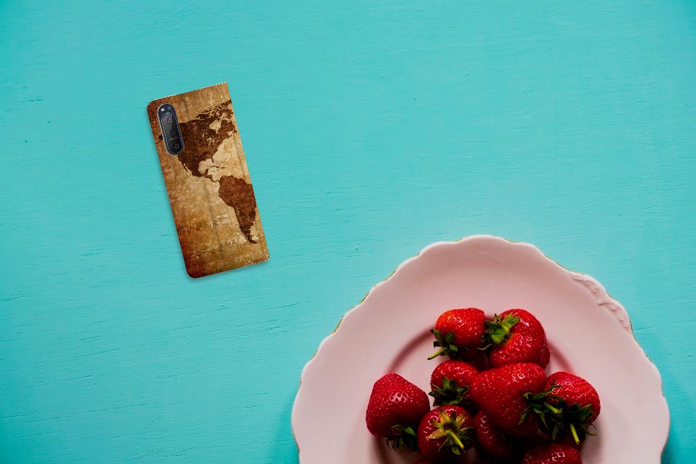 Sony Xperia 5 II Book Cover Wereldkaart - B2C Telecom