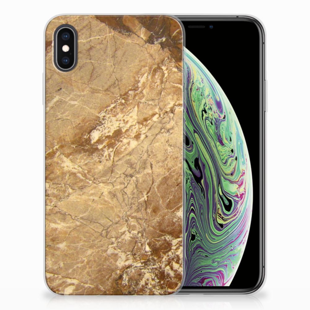 Apple iPhone Xs Max TPU Siliconen Hoesje Marmer Creme