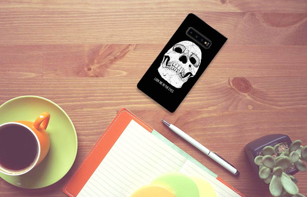 Mobiel BookCase Samsung Galaxy S10 Plus Skull Eyes