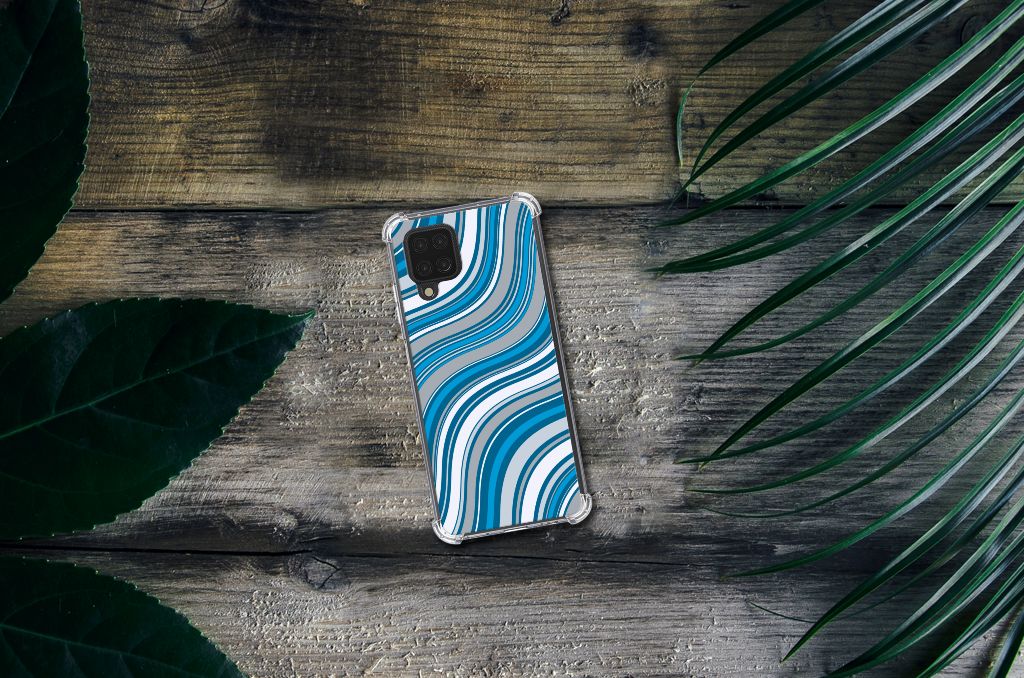 Samsung Galaxy A12 Doorzichtige Silicone Hoesje Waves Blue - B2C Telecom