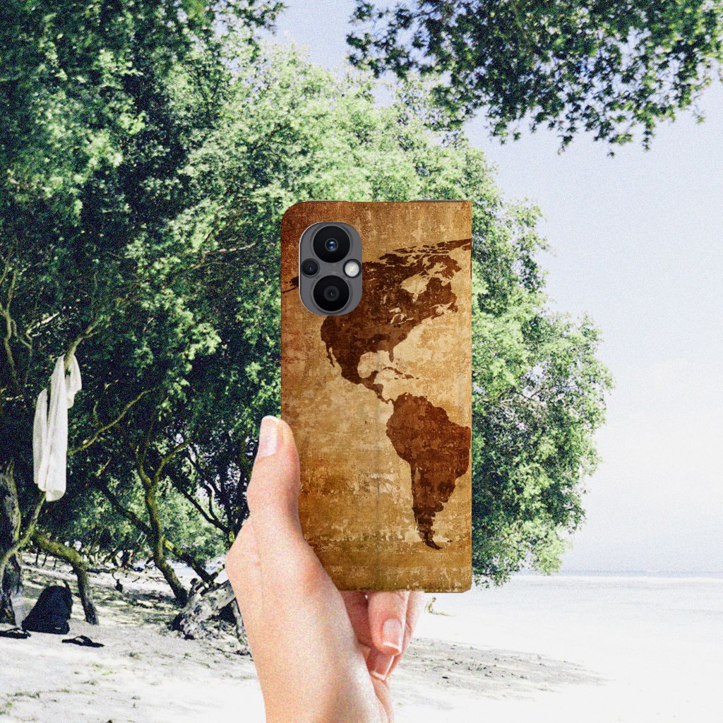 OPPO Reno8 Lite Book Cover Wereldkaart - B2C Telecom