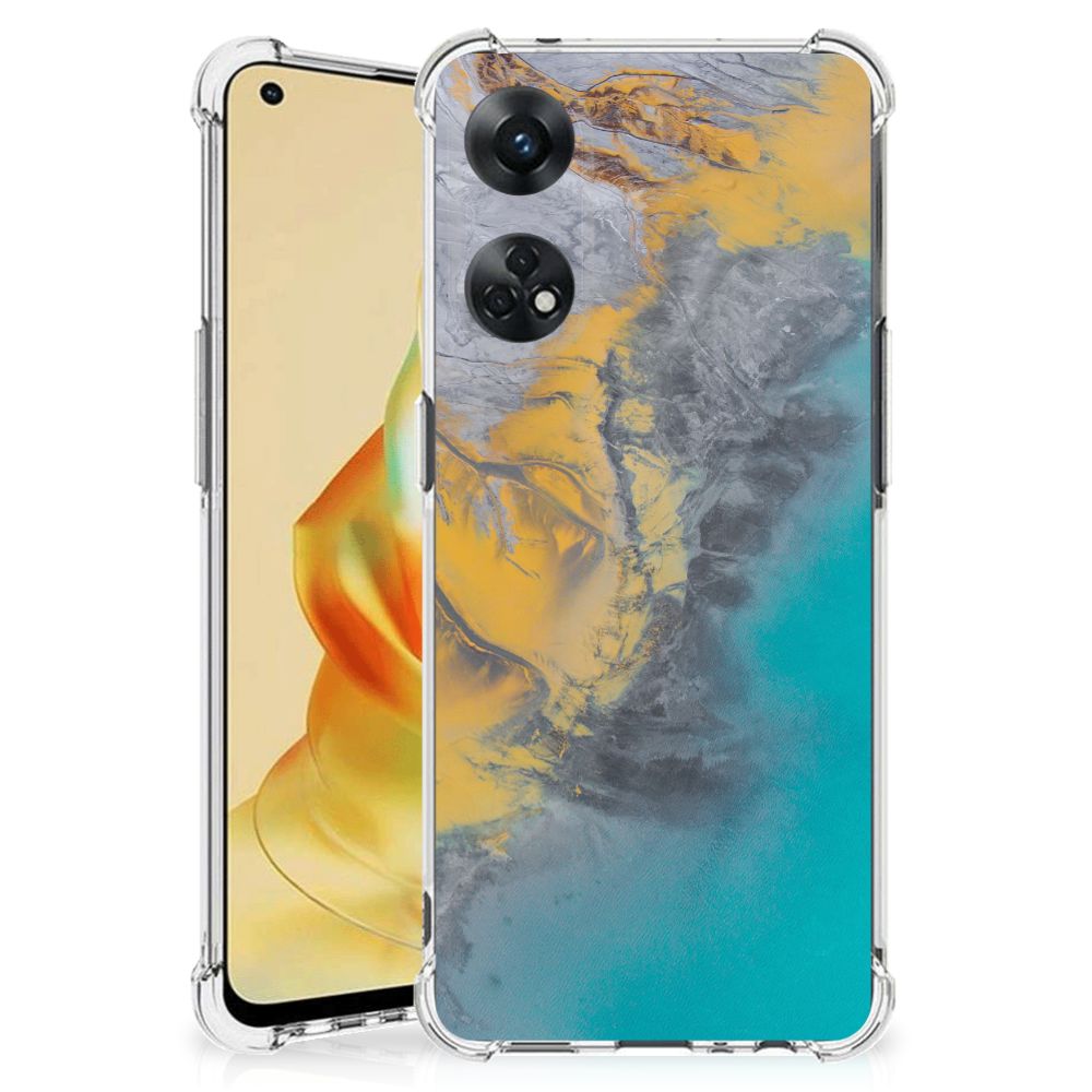 OPPO Reno8 T 4G Anti-Shock Hoesje Marble Blue Gold