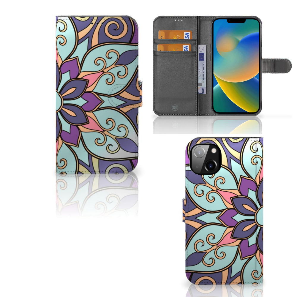 iPhone 14 Plus Hoesje Purple Flower