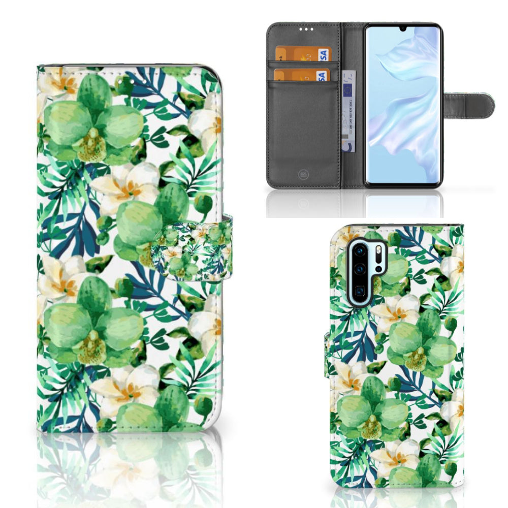 Huawei P30 Pro Hoesje Orchidee Groen
