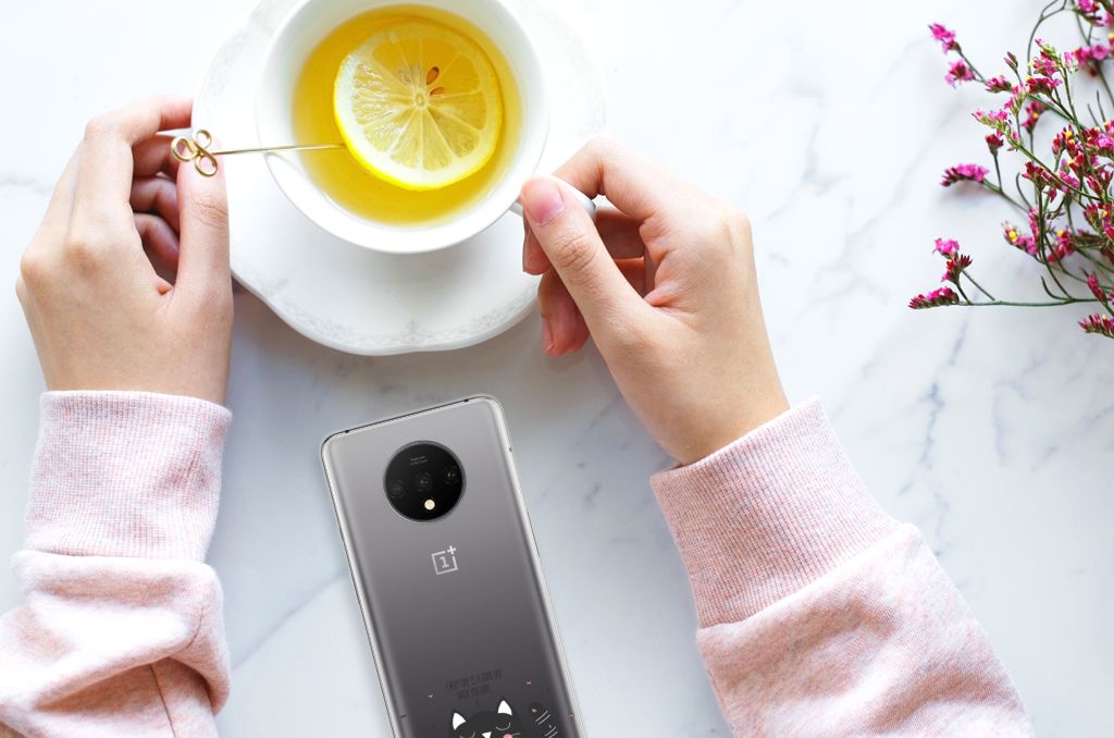 OnePlus 7T Telefoonhoesje met Naam Cat Good Day