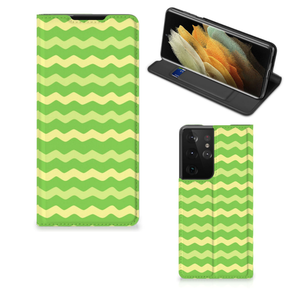 Samsung Galaxy S21 Ultra Hoesje met Magneet Waves Green - B2C Telecom