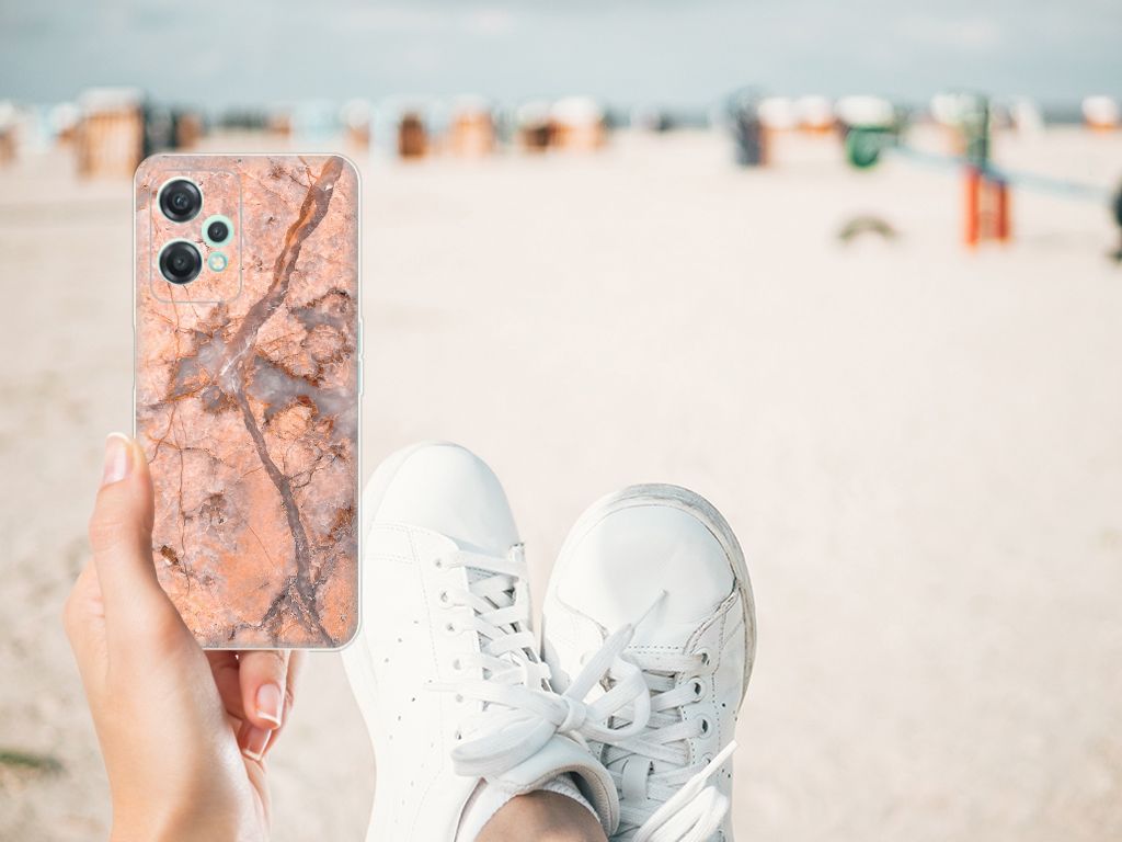 OnePlus Nord CE 2 Lite TPU Siliconen Hoesje Marmer Oranje B2C Telecom