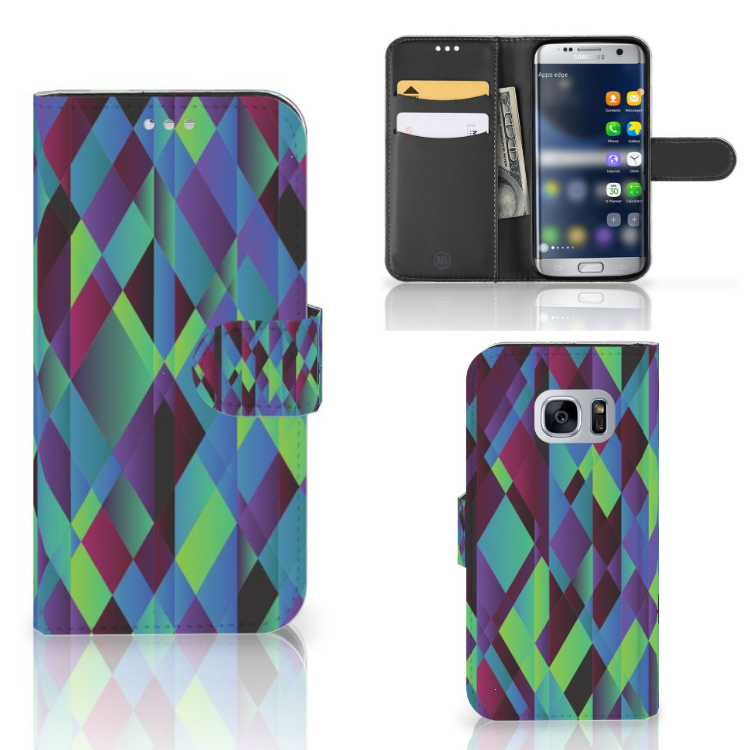Samsung Galaxy S7 Book Case Abstract Green Blue