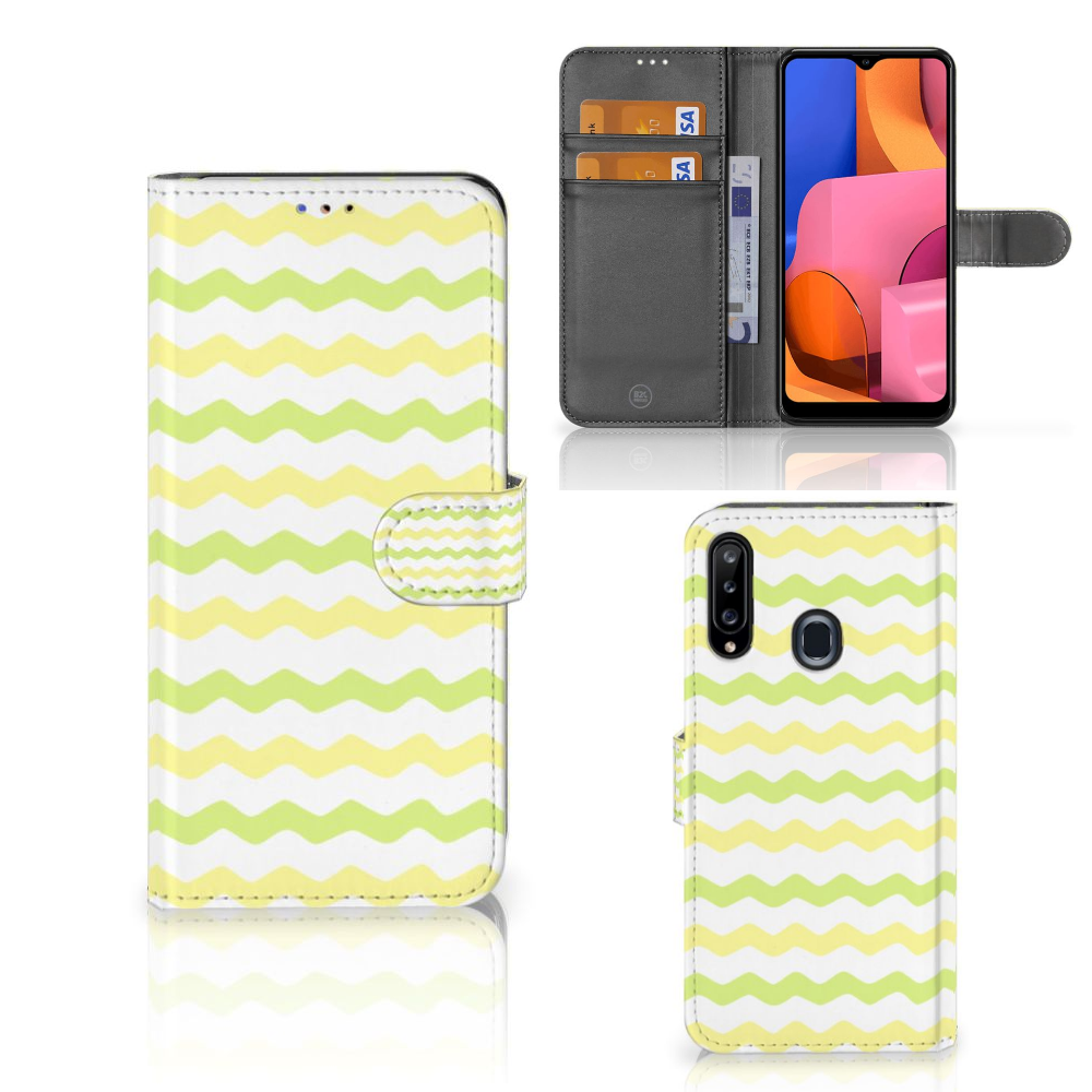Samsung Galaxy A20s Telefoon Hoesje Waves Yellow