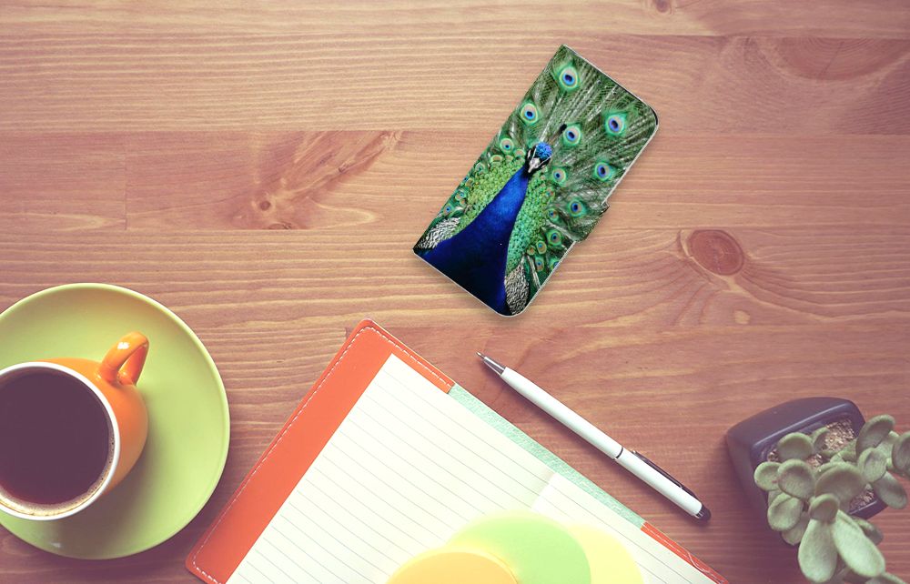 Samsung Galaxy A20e Telefoonhoesje met Pasjes Pauw