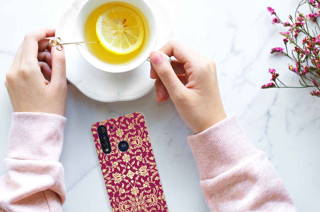 Siliconen Hoesje Motorola Moto G8 Power Lite Barok Pink B2C Telecom