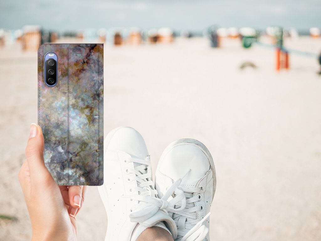 Sony Xperia 10 III Standcase Marmer Grijs - B2C Telecom