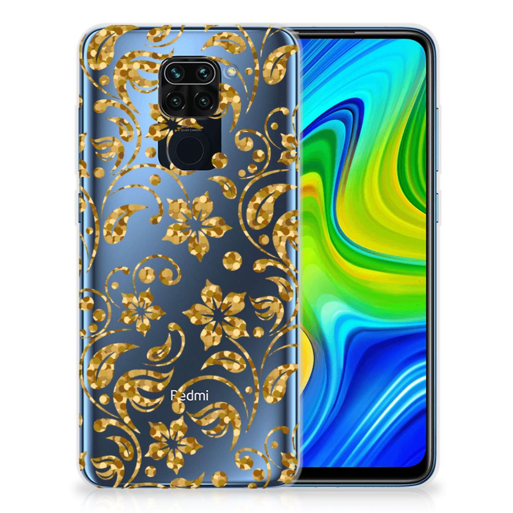 Xiaomi Redmi Note9 TPU Case Gouden Bloemen